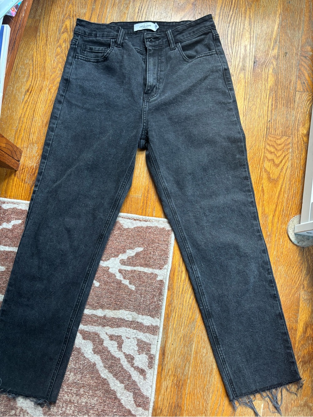 Carly Jean Los Angeles Black High-Rise Straight Jeans